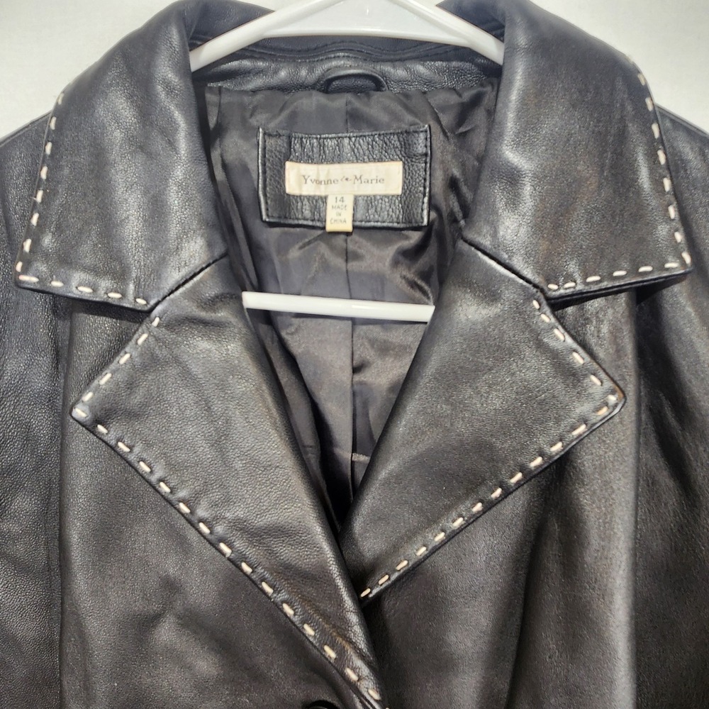 Yvonne Marie Vintage Women's Classic Elegant Leather Jacket Size 14 - Picture 5 of 11